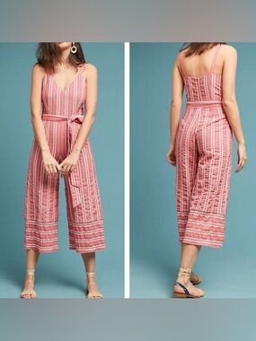 Anthropologie Ett:twa Striped Wide Leg Jumpsuit Size Small